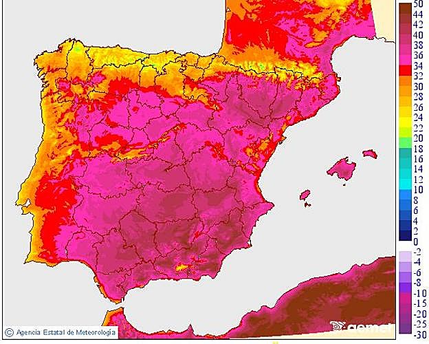 Temperaturas máximas y mínimas previstas para este martes