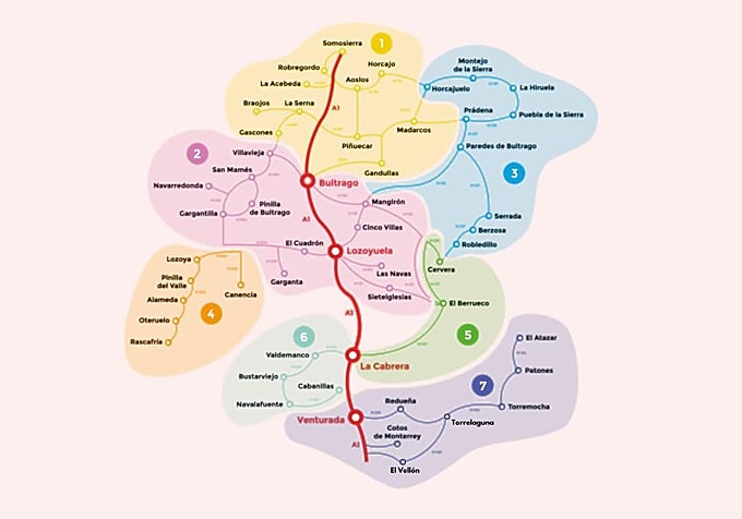 El mapa de la Sierra Norte donde SierraCar presta servicio