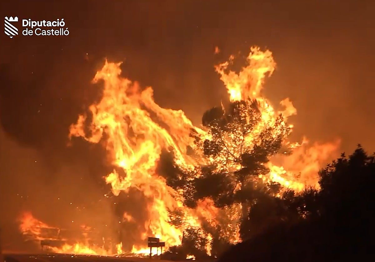 El incendio de La Vall d'Uixó avanza sin control y mantiene a más de 15 municipios desalojados