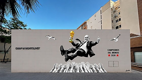 Valencia rescata el mural de Luis de la Fuente con la Copa del Mundo vandalizado en Barcelona