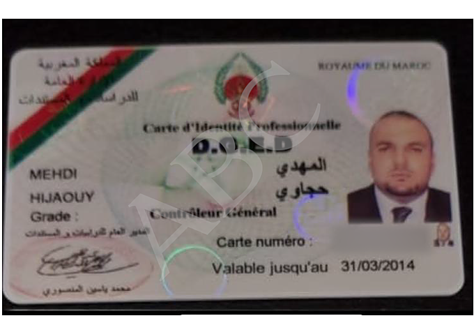 Identificación de Mehdi Hijaouy en los servicios secretos