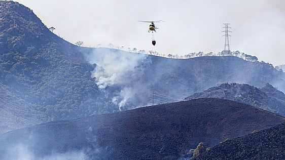 Un incendio en Benahavís fuerza el desalojo de una urbanización y confina al resto de vecinos en este pueblo de Málaga
