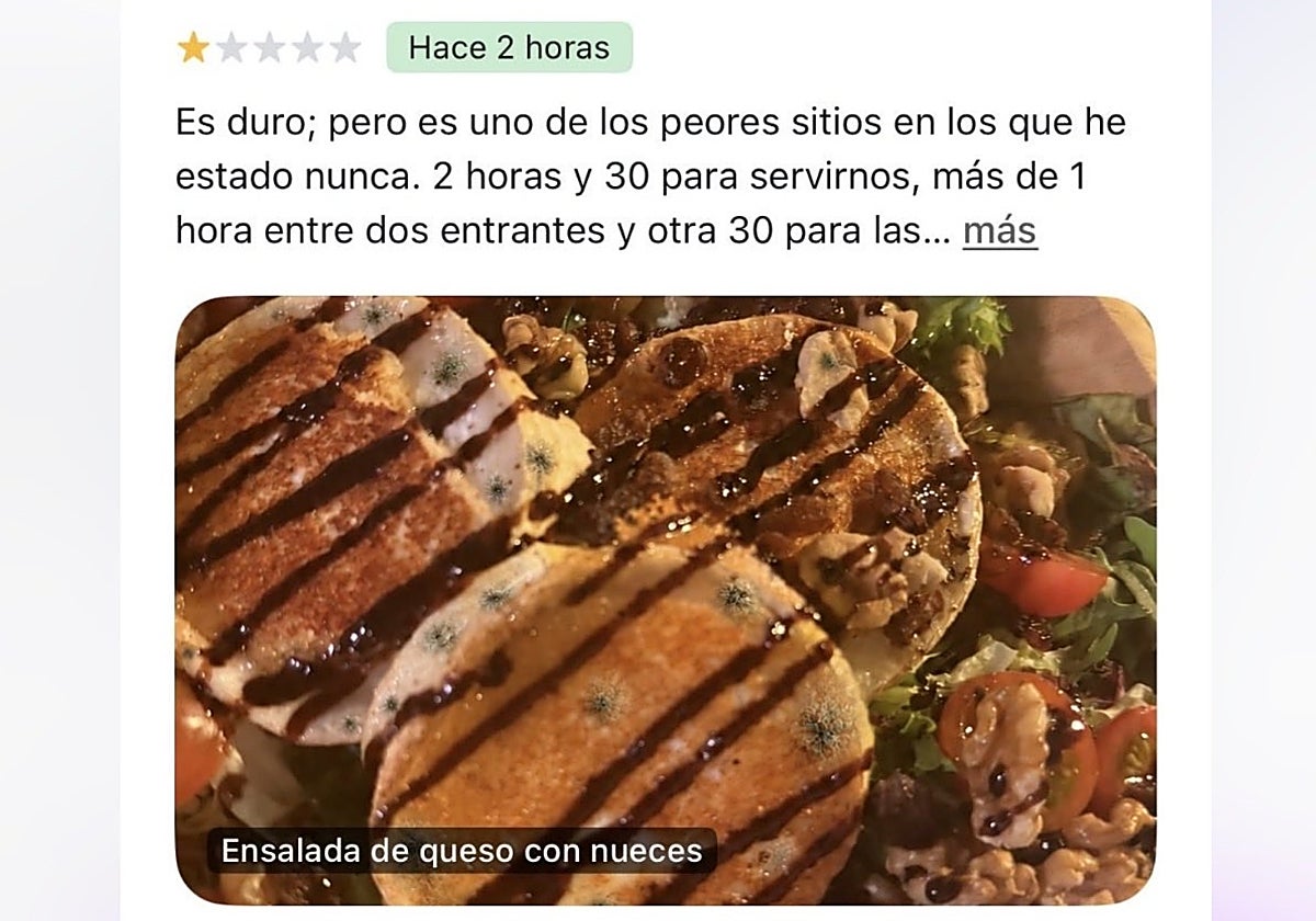 Usa la IA para poner moho a la ensalada en una reseña negativa al bar