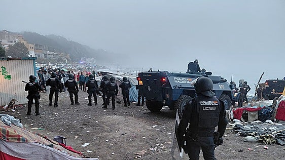 La Policía identifica a militares marroquíes en el desalojo de El Trampolín