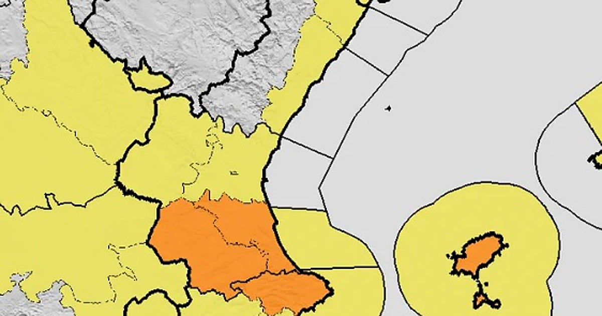 Aemet eleva a naranja el aviso para este domingo por la dana Adam en Valencia y Alicante
