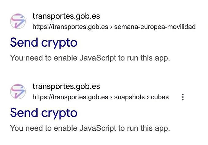 Capturas de lo que aparecía en Google aún horas después del fallo de seguridad.