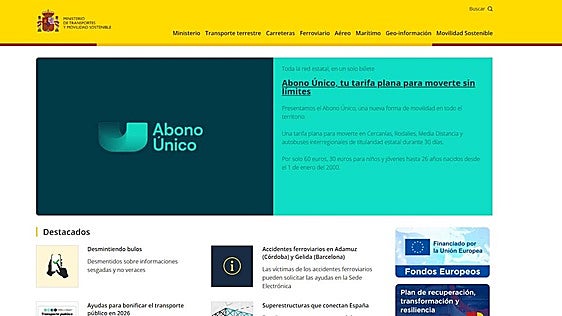 La web del ministerio de Transportes sufre un 'hackeo' que redirigía a una web de criptomonedas
