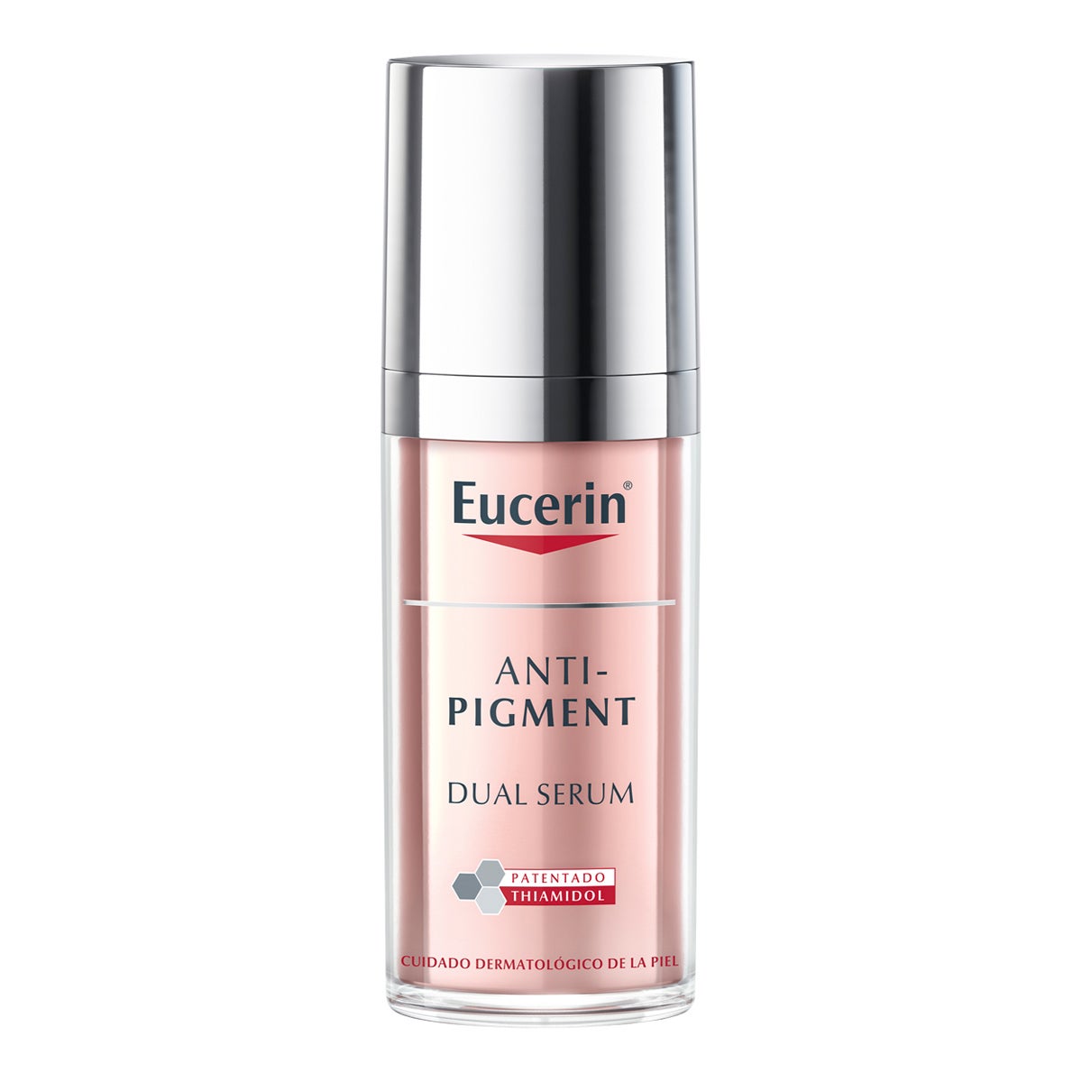 Anti-Pigment Dual Serum de Eucerin (45,05 euros). Un sérum que reduce y previene las manchas gracias a un exclusivo y patentado activo, el Thiamidol. Unifica el tono, mejora la luminosidad y, como también tiene ácido hialurónico, ayuda a retener la hidratación, reduciendo las arrugas.