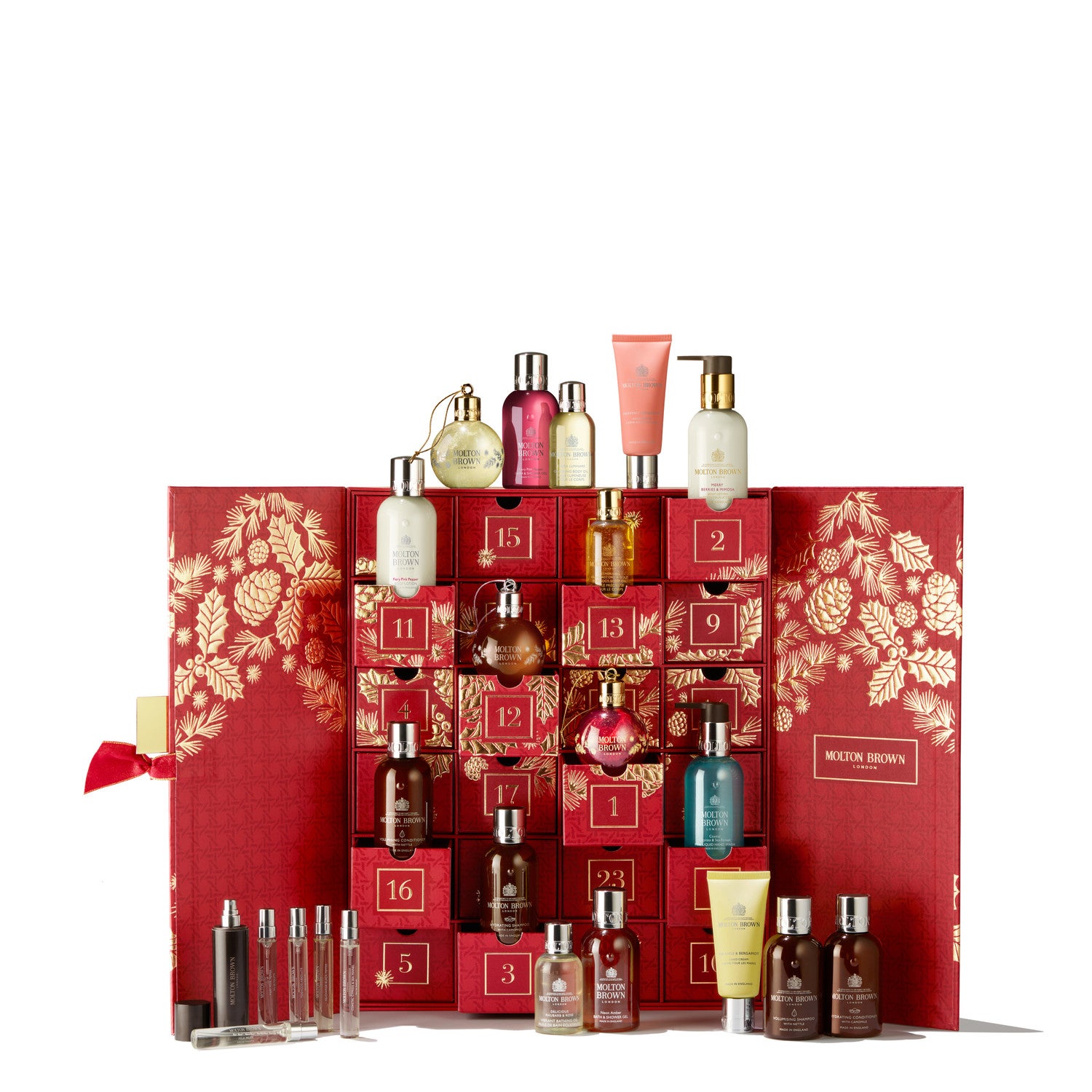 Calendario de adviento de Molton Brown (220 €). Los productos más emblemáticos de baño y sus fragancias, en formatos perfectos para llevar siempre encima.