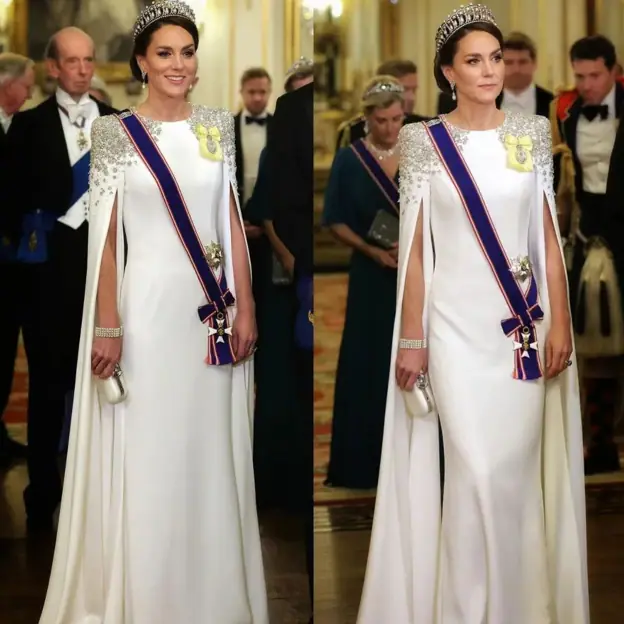 El vestido de Kate Middleton está valorado en más de 5.000 euros y es de la diseñadora británica Jenny Packham.