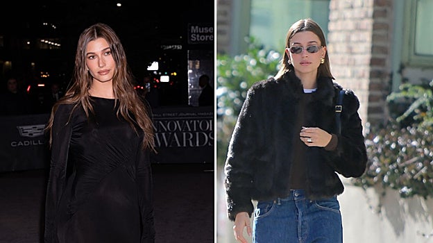 El antes y el después de Hailey Bieber con su corte de pelo bob.