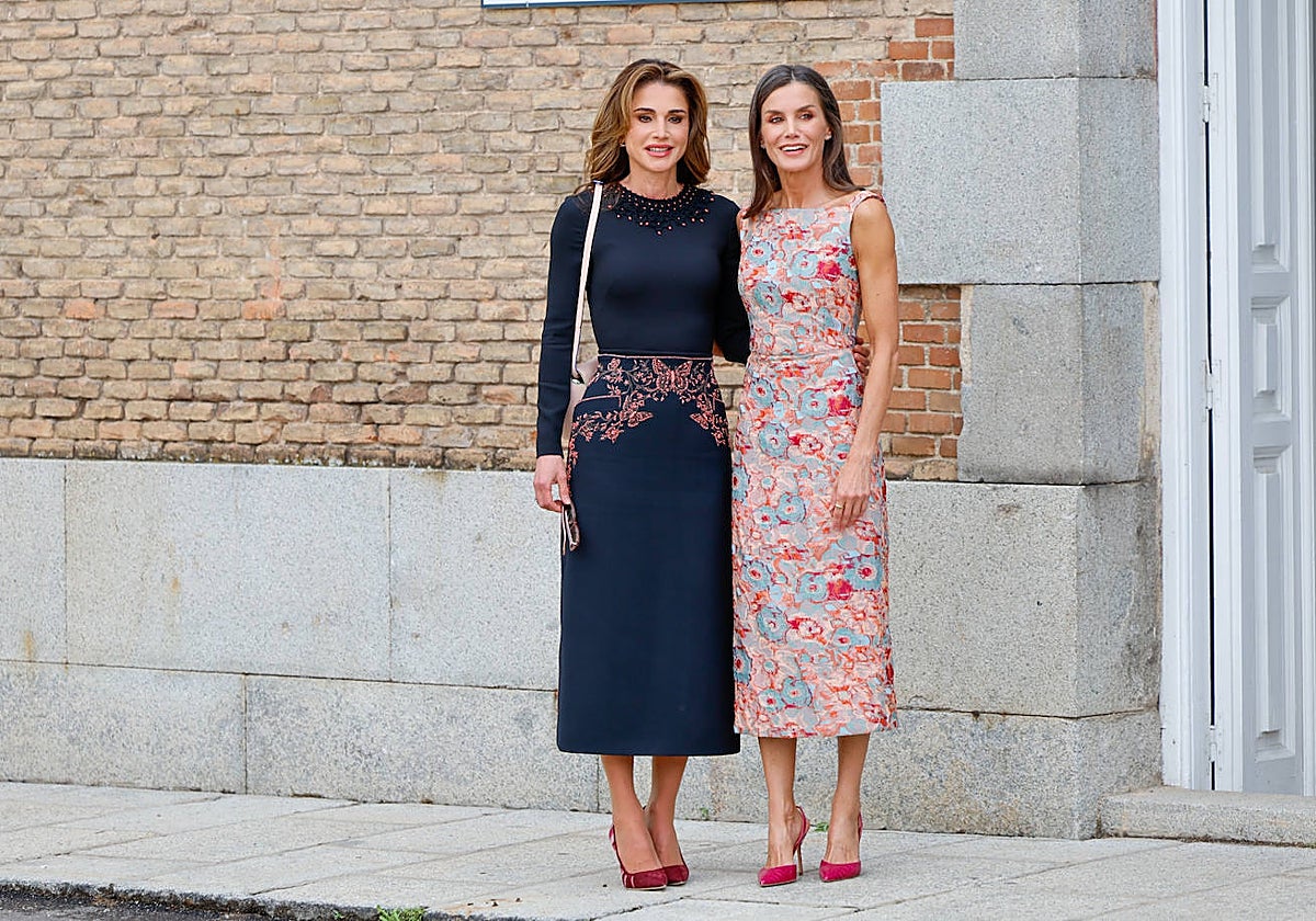 Rania de Jordania y la Reina Letizia, duelo de estilo en Madrid.