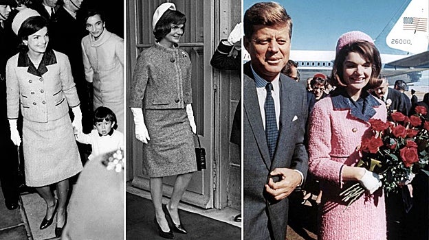 Hizo del sombrero 'pillbox' su seña de identidad. A la derecha, el día que asesinaron a Kennedy