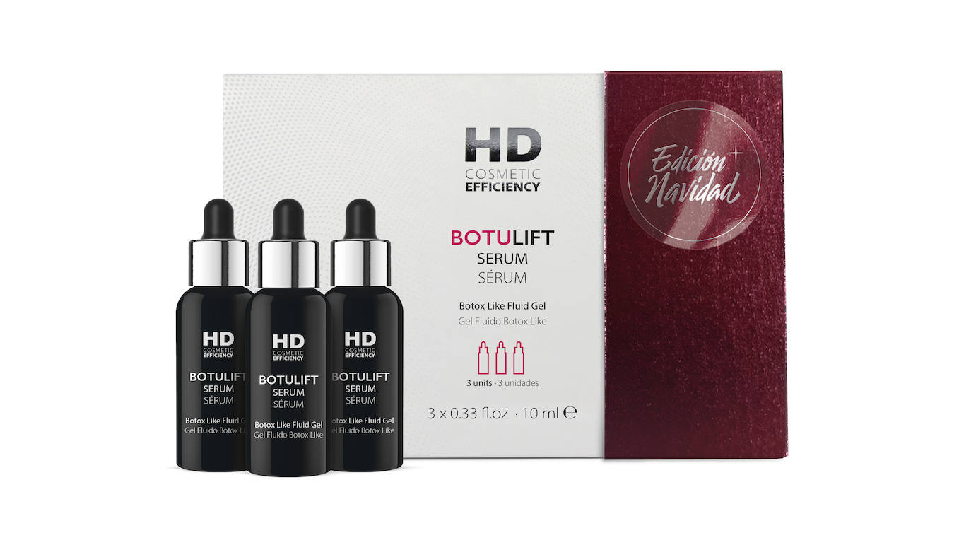 Set Botulift Serum de HD Cosmetic Efficiency (63,40 euros). Booster con una fórmula inspirada en los mecanismos de acción de la toxina botulínica, que ayuda a reducir visiblemente las líneas de expresión gracias a la poderosa combinación de activos de efecto botox-like, activos lifting-tensores y activos antioxidantes, hidratantes y antiedad que ayudan a mejorar la firmeza y elasticidad, mejorar la apariencia de las líneas de expresión.