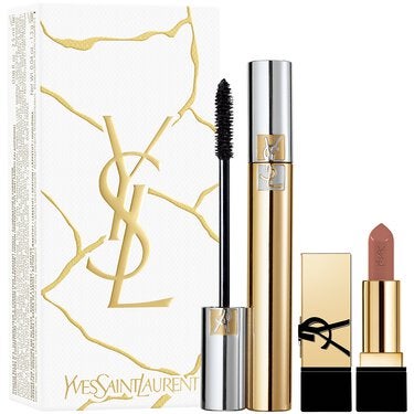 Estuche de regalo Máscara VEFC + Mini Rouge PC Navidad 2023 de Yves Saint Laurent (44 euros). Incluye la máscara de pestañas de Volumen efecto pestañas postizas y un mini labial Rouge Pur Coutre. 