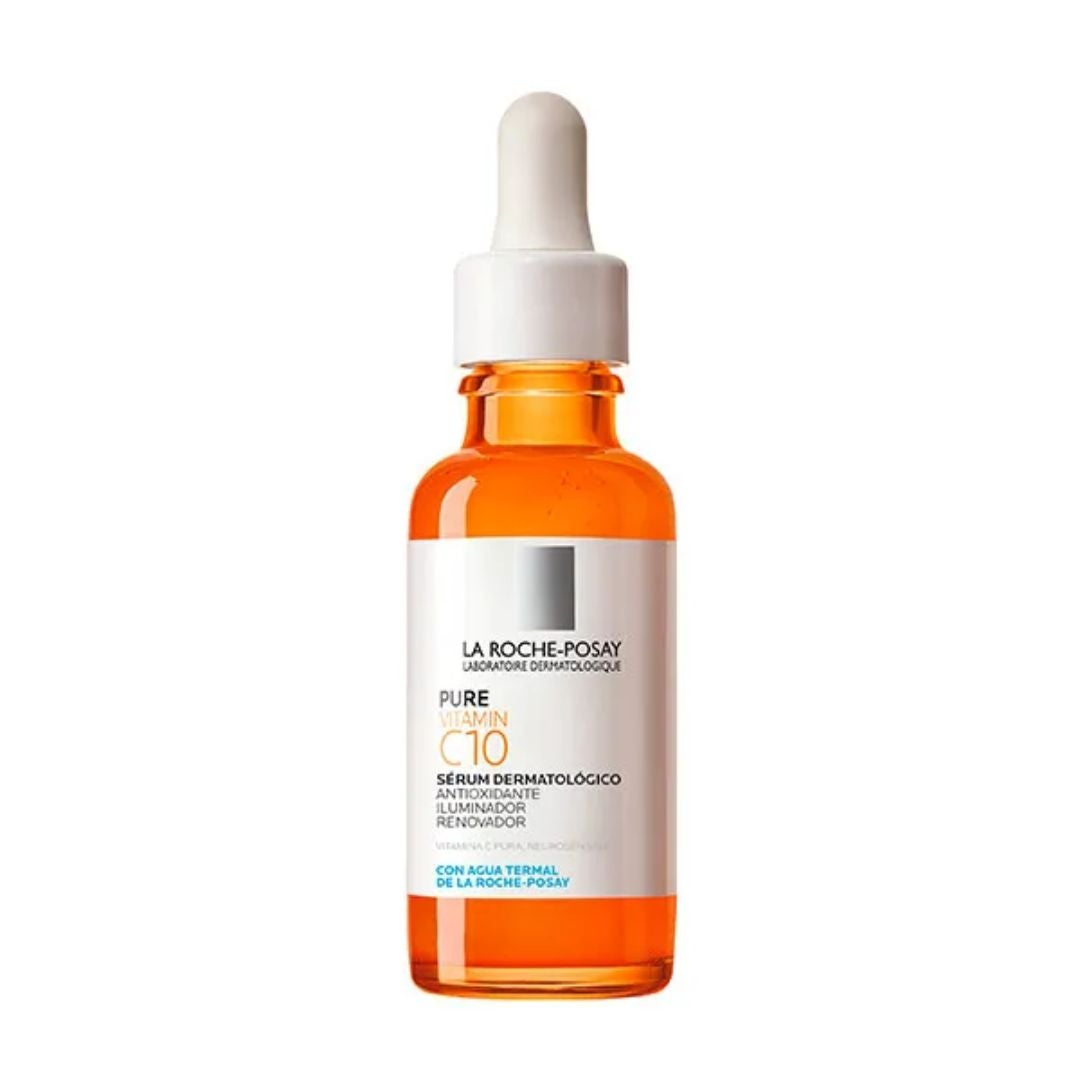 Sérum de vitamina C Pure Vitamin C10 de La Roche-Posay (30,99 euros en Druni). Un sérum antioxidante formulado con vitamina C pura que mejora la luminosidad de la piel y la textura, a la vez que la protege de la oxidación principal causa del envejecimiento cutáneo. Es apto para pieles sensibles gracias fórmula con un pH fisiológico.