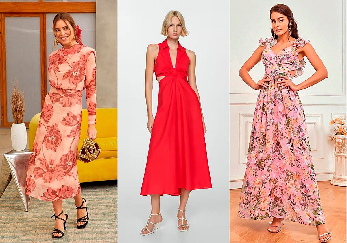 Vestidos de invitada de See iou, Mango y Shein.