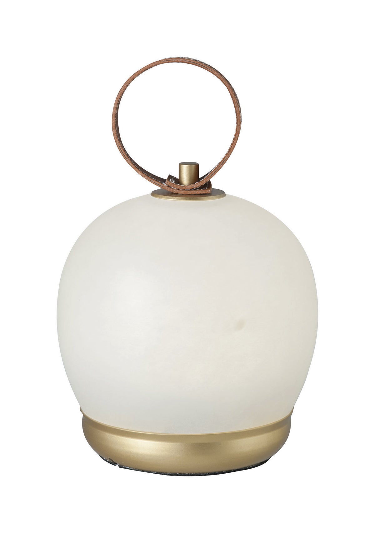 Lámpara portátil Lola, de Roche Bobois (pvp), para interior o exterior. De 15x23 cm., lleva pantalla de alabastro, módulo LED recargable, estructura de aluminio en dorado o en negro y cuatro intensidades de luz.