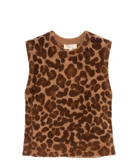 Imagen secundaria 2 - 'Animal print vs. cuadros, los estampados del otoño. Modelo de la colección de otoño de Rabanne; Vestido de la colaboración de Bimba & Lola y Palomo (650€) y jersey de leopardo de Sezáne (110€)