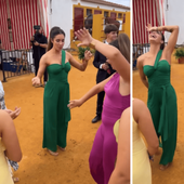 Pilar Rubio intenta bailar sevillanas en una boda de Huelva: «Se ríen de mí»