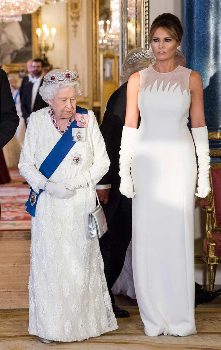 Melania Trump chose a striking white dress to visit the British Royal Family.