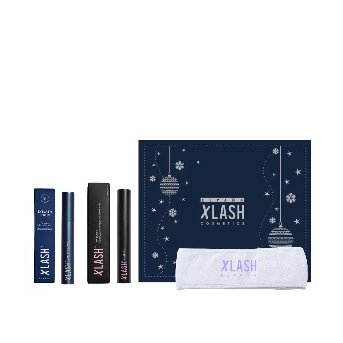 Kit de Navidad Xlash España (59 euros). Este pack, en edición limitada, incluye el sérum para las pestañas Xlash con una fórmula a base de ingredientes activos como biotina, extracto de romero y ácido hialurónico permite realzar la belleza de las pestañas de forma natural y segura; la máscara de pestañas que levanta, alarga y aporta volumen, a la vez que cuida las pestañas, gracias a la vitamina E, la cerca de carnauba y la glicerina, y una cinta para el pelo. 