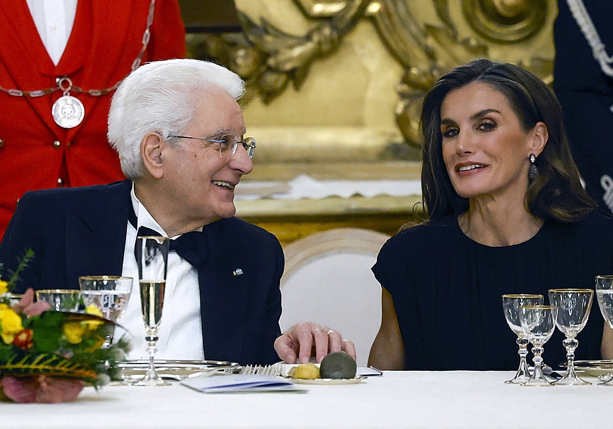 La Reina Letizia y el presidente de la República italiana Sergio Mattarella.