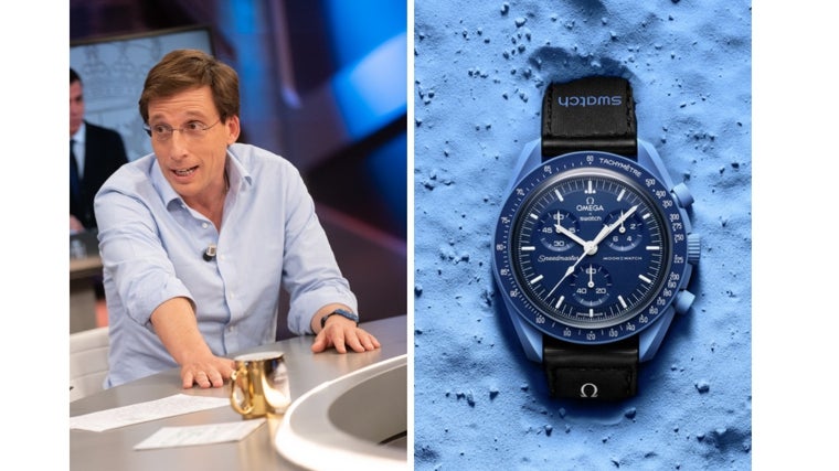 El alcalde Madrid lleva uno de los relojes de moda, el Misión a Nepturo de la colección Omega x Swatch Bioceramic Moonwatch.