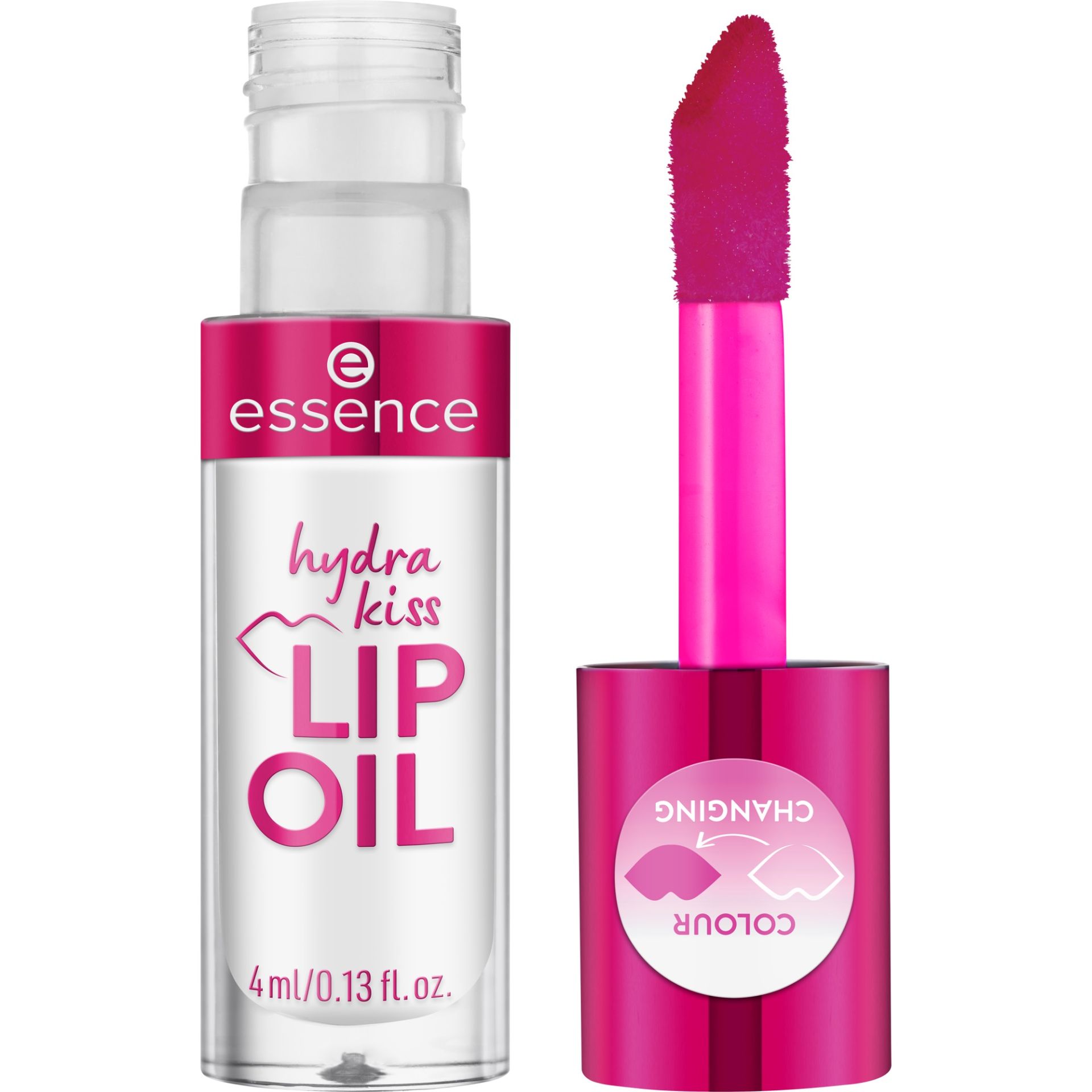 Hydra Kiss Lip Oil de Essence (3,80 €). Un aceite labial hidratante y ultra nutritivo con un aplicador muy suave. La fórmula reacciona con el pH de la piel, ofreciendo un tono personalizado en rosa suave. No pegajoso y con acabado ultra brillante.