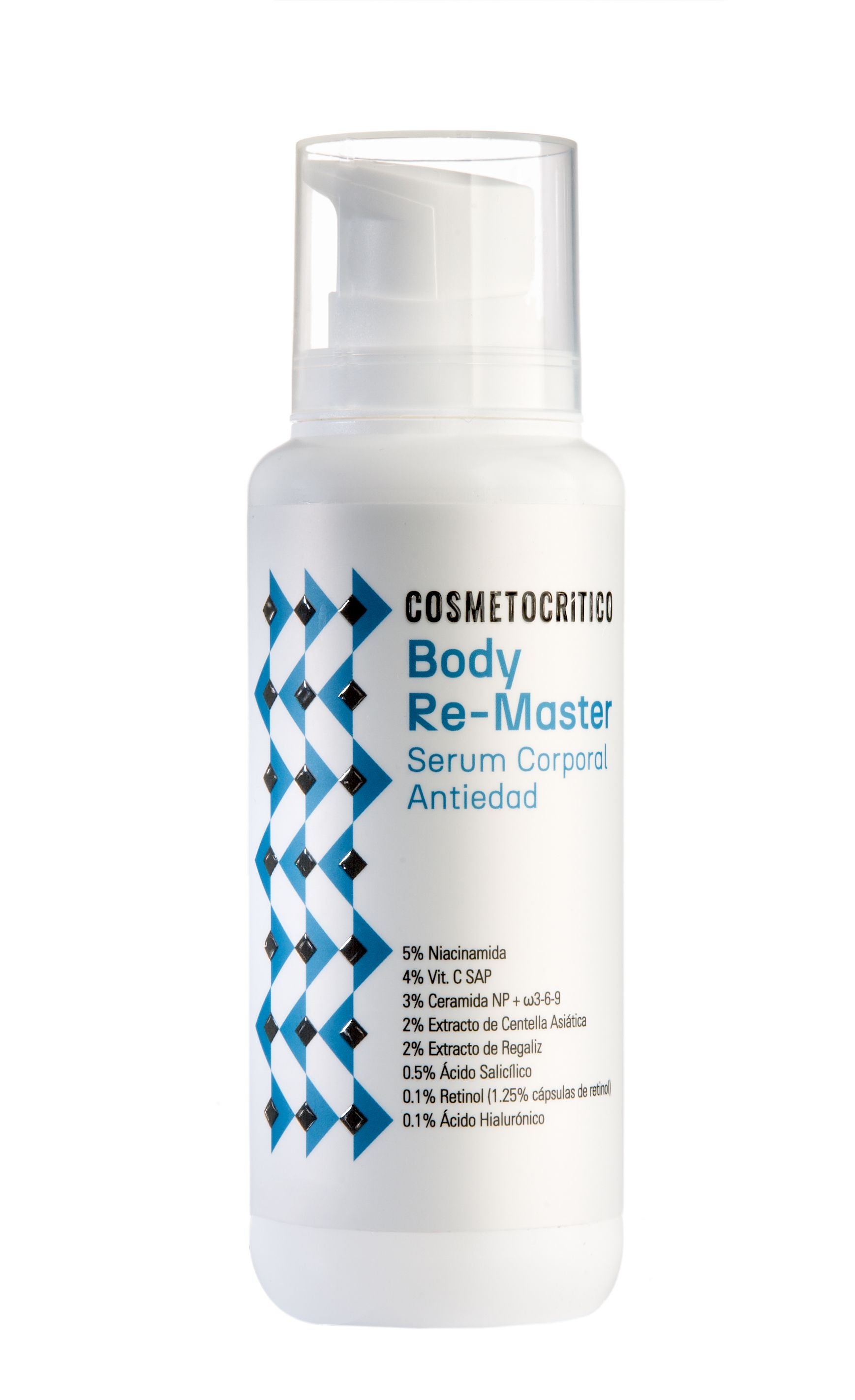 Body Re-Master de Cosmetocrítico (48,95 euros). Sérum corporal con retinol encapsulado, ácido hialurónico, vitamina C, niacinamida, centella asiática que ayuda a recuperar la firmeza, difuminar manchas, estrías, tratar la celulitis…