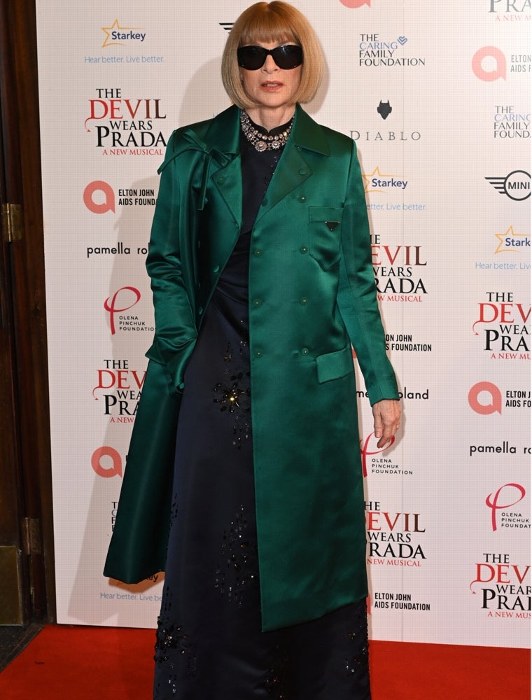 Anna Wintour en la noche de apertura del musical de El diablo de viste de Prada en Londres en 2024