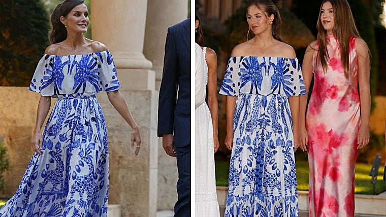 Doña Letizia (2023) y la Princesa Leonor (2025) con vestido de Desigual en Marivent