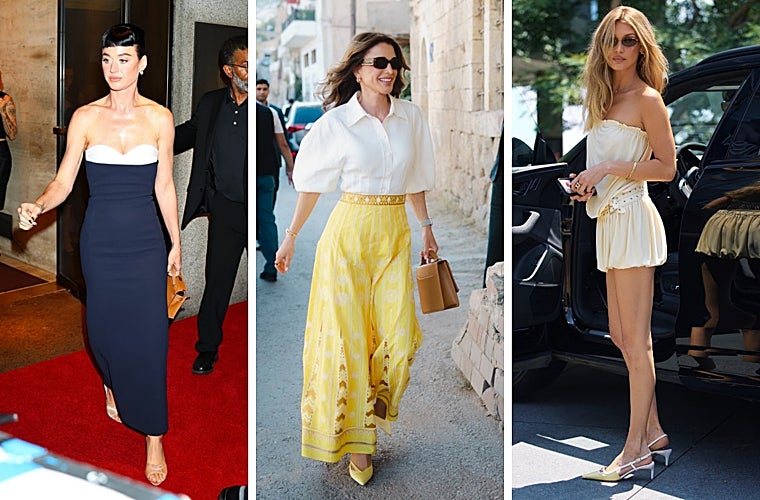 Katy Perry con vestido bicolor de Khatie, Rania de Jordania con el clásico tándem de blusa y falda larga y Bella Hadid, más mini y rockera en la presentación del perfume de Roger Vivier Eternal Roots de Orebella