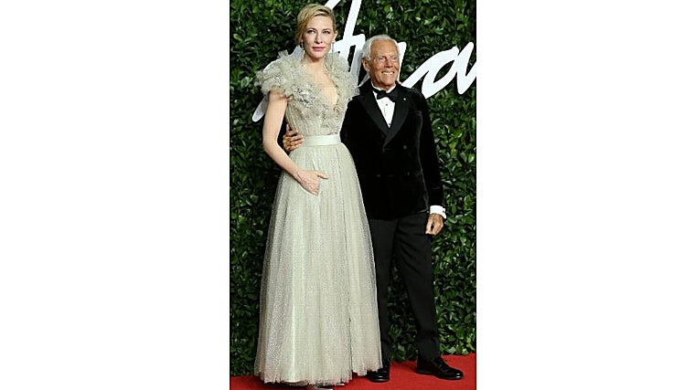 Cate Blanchett con Armani en los Premios de la Moda de Londres en 2019
