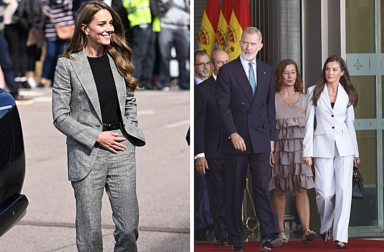 Kate Middleton con traje de chaqueta en una visita de trabajo a Sudbury Silk Mills, empresa textil de seda, con más de 300 años de historia. Los Reyes se muestran impecables antes de su visita oficial a Egipto, mientras que Francina Armengol nos enseña lo que no hay que vestir nunca y menos a estas alturas de septiembre.