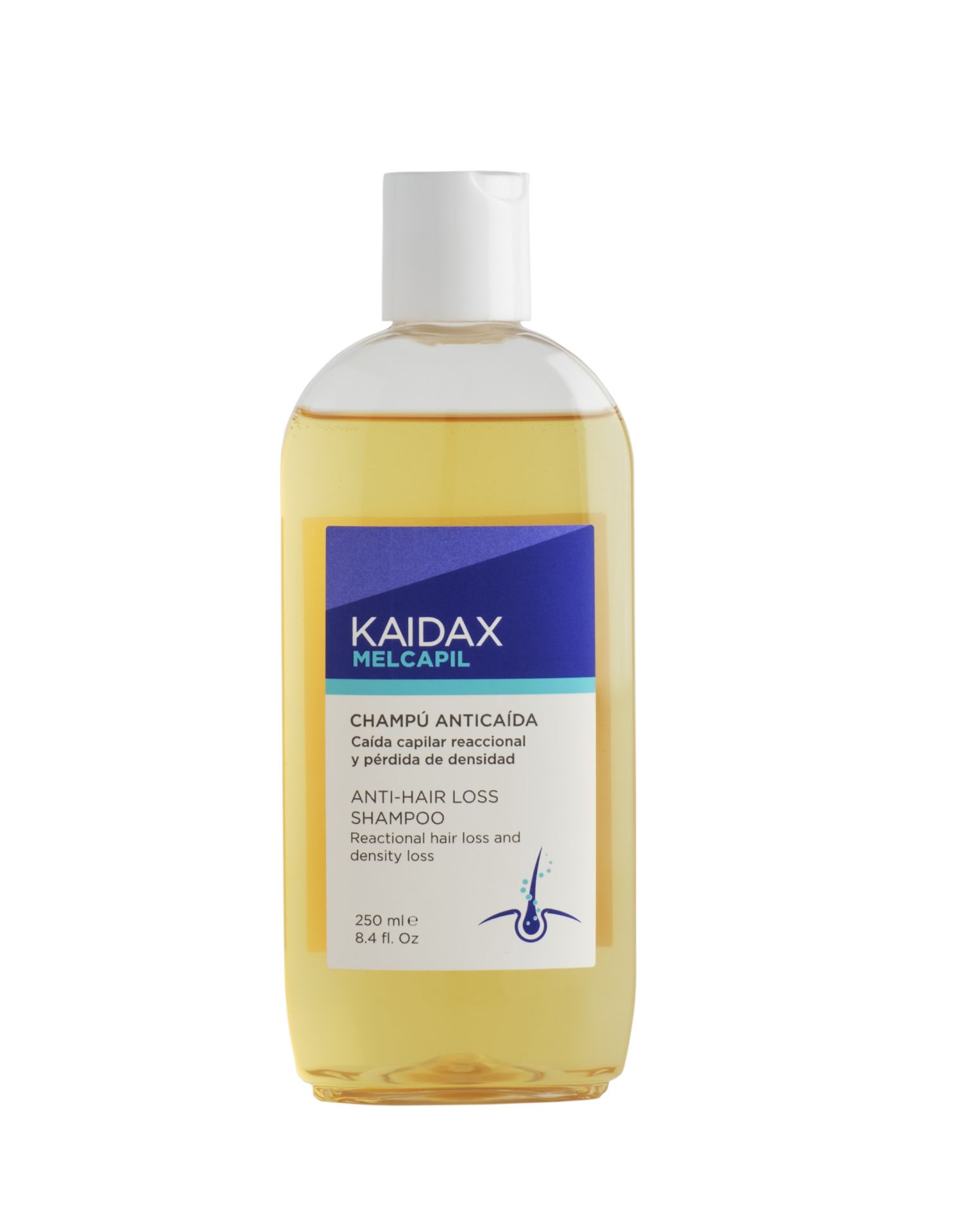 Champú Anticaída Capilar Kaidax Melcapil (17,20 euros). Estimula el crecimiento, incrementa la densidad capilar, reduce la pérdida del cabello, recupera un aspecto saludable y fuerte y umenta el grosor. Tiene un 3% de complejo acondicionador, ideal para melenas largas. En su composición encontramos Baicapil TM (combinación sinérgica de 3 plantas, melatonina, niacinamida, pantenol y biotina. 