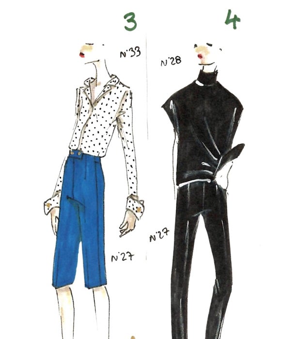 Bocetos de algunas looks de la colaboración