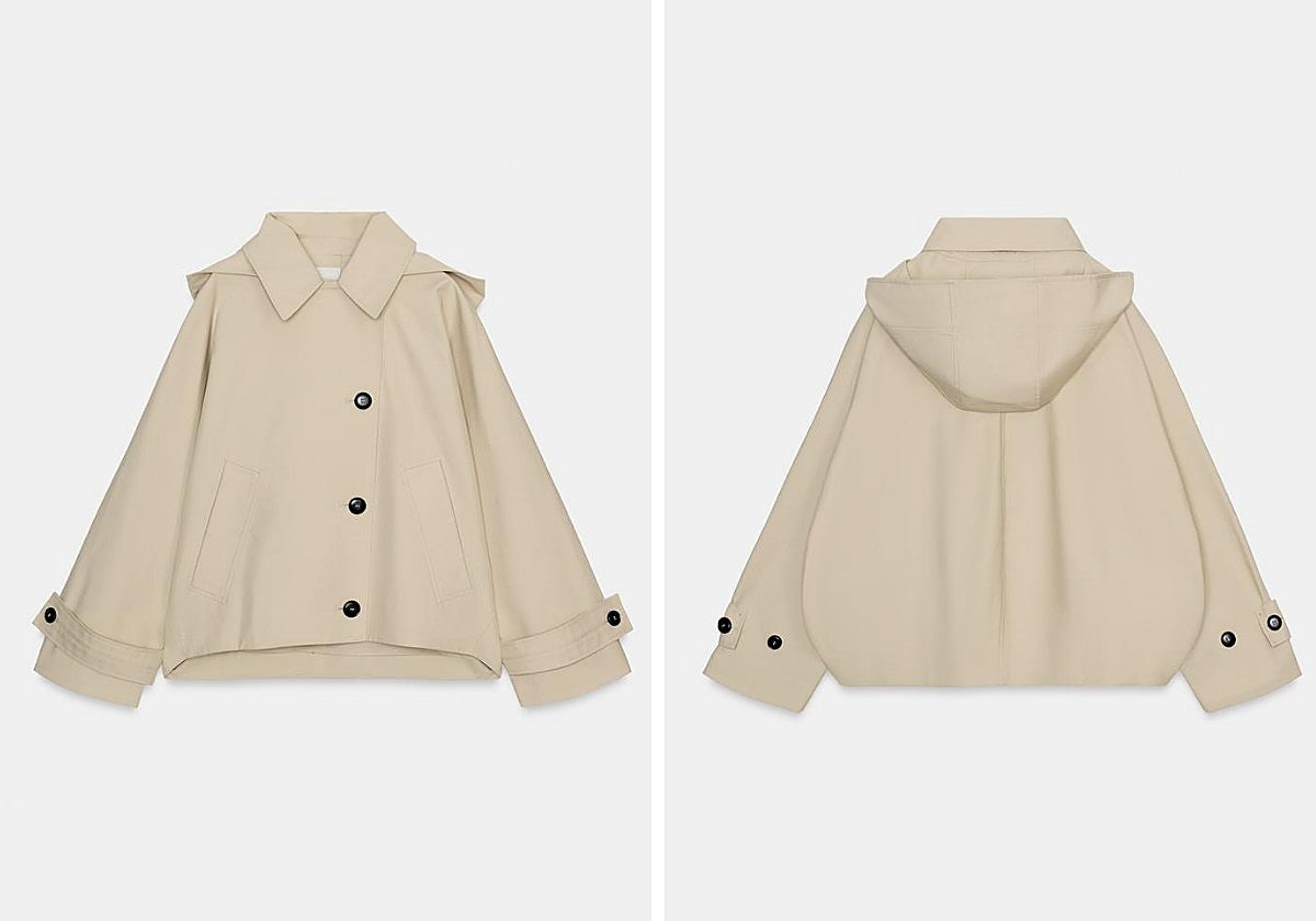 Gabardina corta repelente al agua.