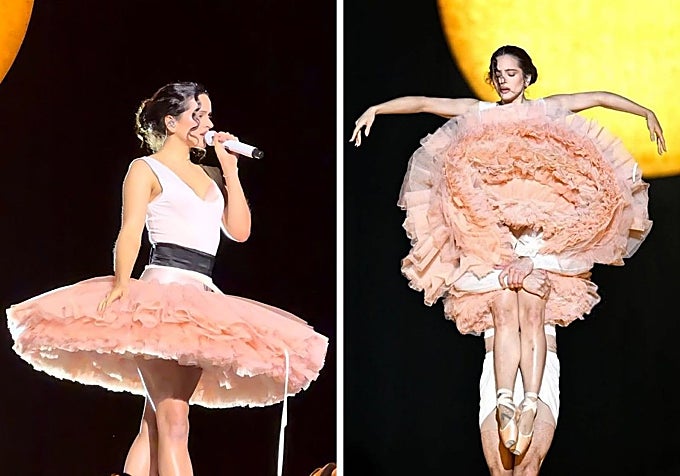 Rosalía en el concierto de Madrid y en el de Lyon, con el diseño de Ann Demeulemeester.