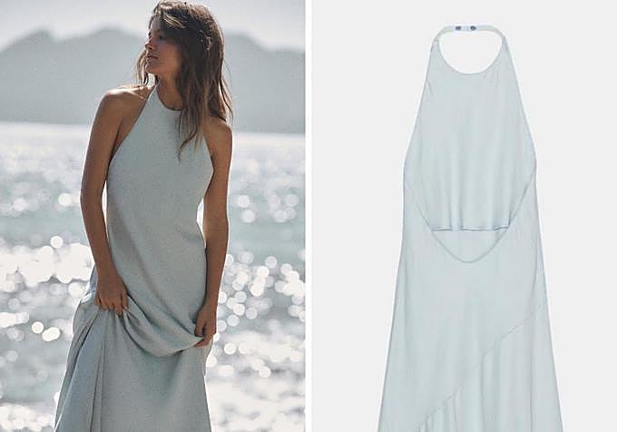Vestido de novia azul claro de Zara.