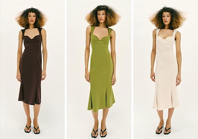 Imagen del vestido en los tres colores.