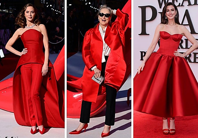 Emily Blunt viste un traje de Balenciaga y Meryl Streep, uno de Prada, en el estreno de 'El diablo se viste de Prada 2' de Londres, mientras Anne Hathaway posa con un vestido de Louis Vuitton en el de Nueva York.