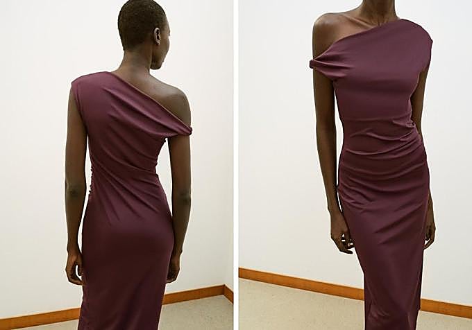 Vestido midi asimétrico.