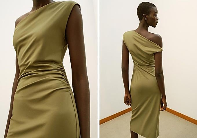 Vestido midi asimétrico.