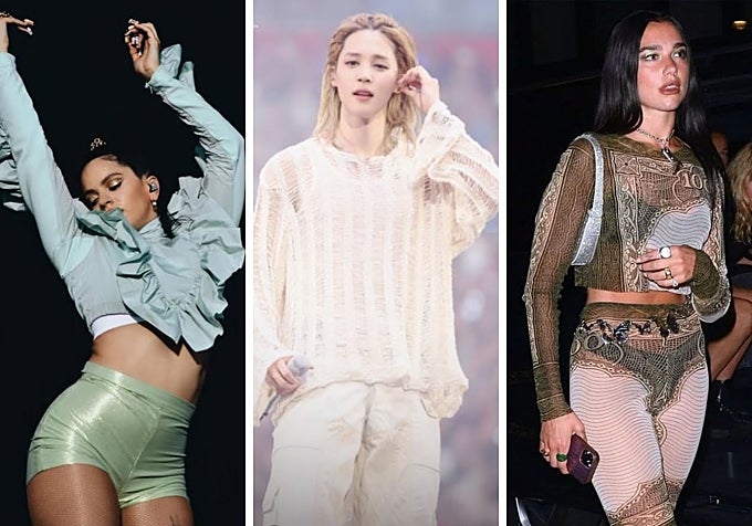 Rosalía con top, Jimin (BTS) con pantalones y Dua Lipa con anillo de la firma Dominnico