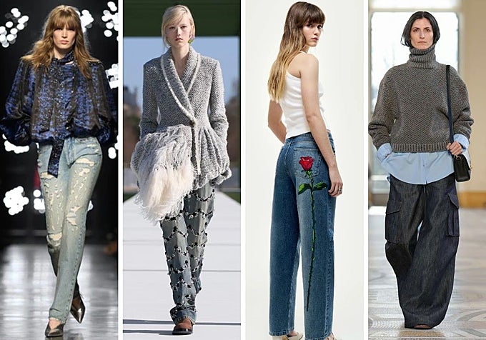 Distintos diseños de pantalones denim en los desfiles de Isabel Marant, Dior, Ynésuelves y Gabriela Hearst