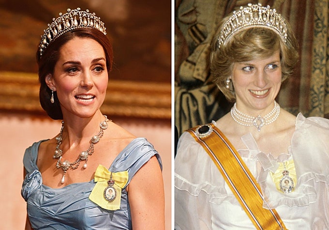 Kate Middleton y Diana con la tiara Lover's Knot.