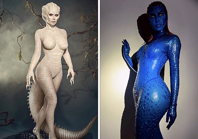 Kim Kardashian posa con dos de sus disfraces más icónicos.