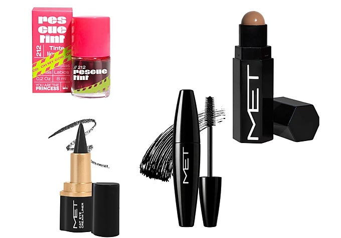 Rescue Tint Tinte de Labios y Mejillas, de You Are The Princess (3,95 €); The Stick Bronzer Bronceador en Barra, de Met (2,49 €); Lock & Tubing Máscara de pestañas, de Met (2,49 €); Cat Eye Cream Liner Kajal, de Met (1,50 €)