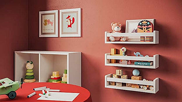 Nature Supplies - Juego de 3 estantes de Pared de Madera Maciza Blanca